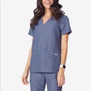 FIGS heather denim limited edition casma three pocket scrub top